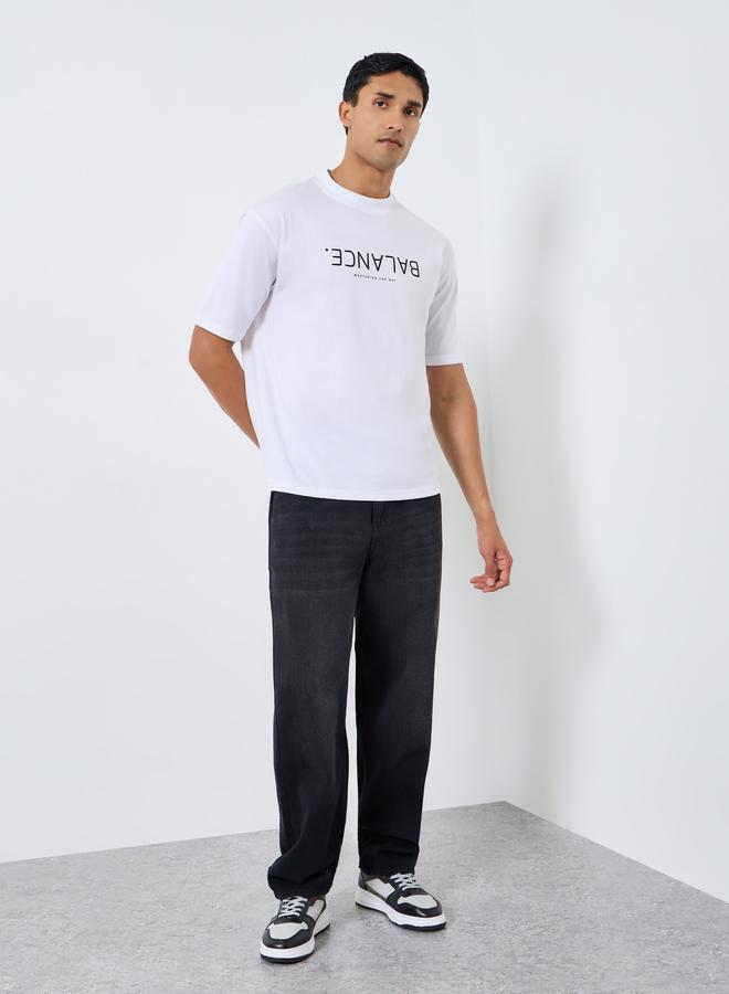 Styli Men Black Dark Wash Loose Fit Jeans - Image 1